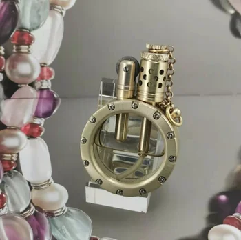 Ročno Čistega bakra kerozina lažji Prozoren rezervoar za Prenosne krožne loka zbirko darila