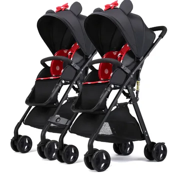 Lahek baby voziček prenosni dvojčka voziček zložljiv novorojenčka voziček visoke krajine žep za dežnik dve otroški avto