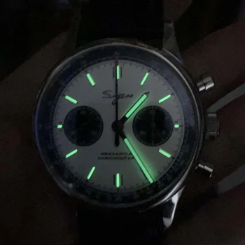 Sugess Mehanske Galeb Gibanje st1901 Kronograf Mens Watch 40 mm Safir Gooseneck Gibanje Pilotni Watch Moških Svetlobna leta 1963