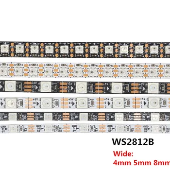 0,5 m 1m 2m WS2812B WS2812 Led Trakovi,Posamično Naslovljive Smart Ozko 5mm 3535 5050 RGB Led Trakovi,Črno/Beli PCB IP30 5