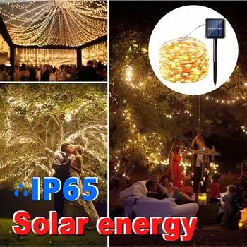 Novo leto Solarna Svetilka LED Prostem 10m/5m LED Niz Luči Pravljice Počitnice Božično zabavo, Venci Sončni Vrt Nepremočljiva Luči