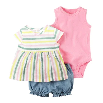 Newborn Baby Girl Boy Oblačila Sklop 2021 Poletje Živali Cvjetnim Natisne Bombaž Bodysuit+Vrhovi+Hlače 3PCS Otroška Oblačila Obleko, ki Določa
