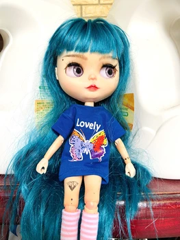 2pcs/niz Blyth/Barbies lutka obleko, risanka tiskanja kratek T-shirt + prugasta nogavice, se lahko uporabljajo za 1/6 lutka dodatki