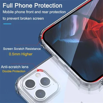 Prozoren Silikon Zaščita Primeru Za iPhone 12 11 Pro mini Max X XR XS MAX 7 8 6 6S Plus 5 5S SE 2020 Shockproof Zadnji Pokrovček