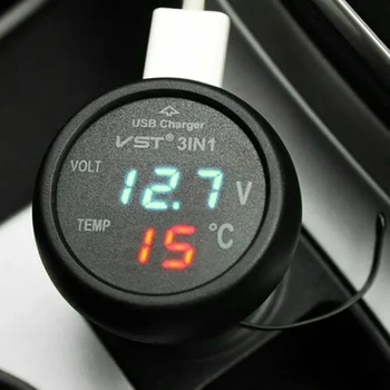 Avto Moč Cigaret Polnilnik USB Termometer Digitalni Voltmeter Vtičnico Vžigalnika Zanesljivo LED Ampermeter Tester Zmogljivost Baterije