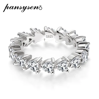 PANSYSEN Srce Design 925 Sterling Silver 4 MM Simulirani Moissanite Diamantno Poroko Udejstvovanje Obroči za Ženske in Moške na Debelo