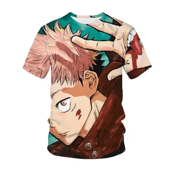 Jujutsu Kaisen Anime T-Shirt Nove Vroče Prodajo Fashion Udobno Sintetiko Tiskanje Kratkimi Manga Grafični moška Oblačila Vrh