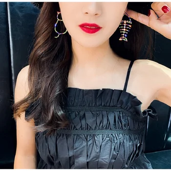 Exknl Ribje Kosti Mačka Luksuzni Pisane Nosorogovo Moda Spusti Uhani za Ženske Star korejski Dolgo Poročni Nakit Uhani 2020