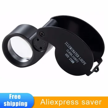 40x 25 mm Jewelers Oči Optično Steklo, Loupe Povečevalno Lupo LED-Lučka Mini Lupa Plastičnih Ročni Objektiv Loep Opvouwbaar