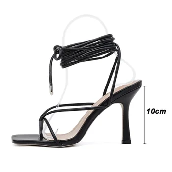 Moda stiletto visoke pete sandala ženske 2021 poletje moda ulica seksi prečni trak stiletto toe seksi ženske sandali