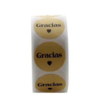 Novo 500pcs Kraft Gracias španski Hvala nalepke Nalepke Ročno Package Sredstev Pečat Oznaka Scrapbooking Tiskovine