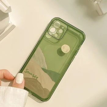 Zeleni Telefon Primeru za iPhone Mini 12 11 Pro Max Tulipanov Cvet Shockproof Mehko TPU zaščitni Pokrov za XR X XS Pro Max 6 7 8 Plus