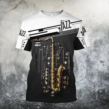 Poletje Kratek Rokav Saksofon T-Shirt 3D Tiskanja Moški Ženske Ulične Priložnostne Gothic Priložnostne O-Vratu T-Shirt Prevelik Harajuku Vrhovi