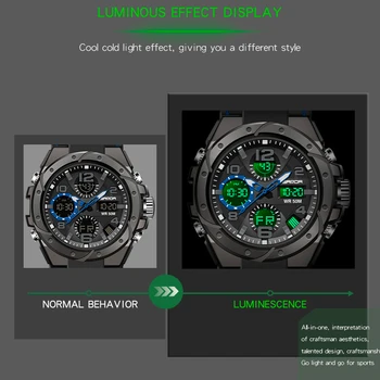 SANDA Nove G Stil za Moške Vojaški Šport ura LED Digitalna Quartz Dual Display Watch Nepremočljiva Moške Gledajo Relogio Masculino