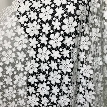 Retro Kvačkanje izdolbla tkanine off bele bombažne tkanine guipure čipko tkanine za stranko obleko doma dekor