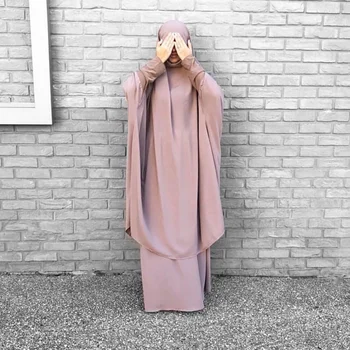 Eid Ramadana Muslimanskih Nastavite Dva Kosa Molitev Oblačilo Nida Abaya Obleka Ženske Jilbab Dolgo Khimar Haljo Tam Kaftan Niqab Islam Dubaj Oblačila