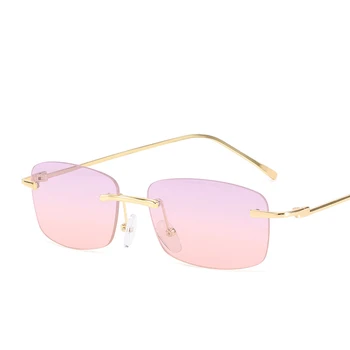 Luksuzni Fashion Pravokotnik Rimless Ženske Retro sončna Očala Gradient Barvo Očal UV400 Vintage sončna Očala gafas de sol hombre