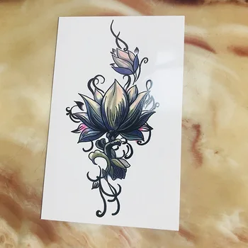 Tattoo nalepke ženske lotus Flower Nepremočljiva Začasni Tattoo Nalepke Seksi Body Art Moda prenosljive tetovaže Ženske Moški Dekle