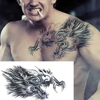 Začasne Tetovaže Za Moške Ramenski Tetovaže Velike Prsi Seksi Telo Tattoo Nalepke Nepremočljiva Tattoo Ponaredek Fantje Sestavljajo Vzorec