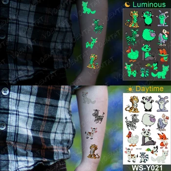 1pc Nepremočljiva Začasni Tattoo Nalepke Svetlobna Otroci Cvet Metulj Srčkan Živali Noč Žareče Tattoo Otrok Roko Ponaredek Tatto