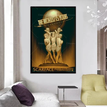 Svet Je Tvoj Scarface Retro Trippy PSIHEDELIČNI Oljna slika, Plakatov In Fotografij Na Platno Stenskih slikah, Za dnevno Sobo