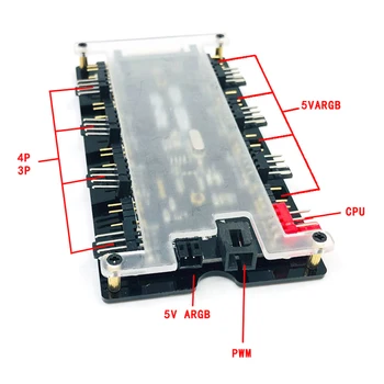 1 do 8 Fan Multi-port SATA Hub Napajanje 12V 4-Pin PWM ARGB Naslovljive Distributer Za PC Svetlobe LED, Hladilnik Nadzor Adapter