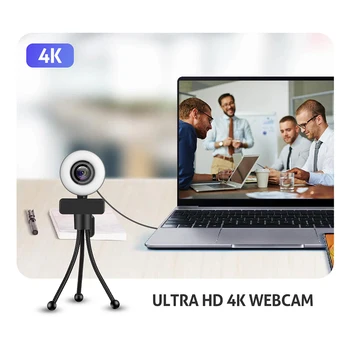 Taida 1080P 2K 4K HD Webcam z Obroč Fill Light Prenosni računalnik PC Računalnik Živo Videoposnetkov Fotoaparata, Spletna Kamera Mikrofon Web Cam