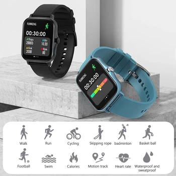 2021 Pametno Gledati Moški Ženske P8 Plus 1.69 Palcev Full Dotik Fitnes Srčnega utripa Tracker 190mAh Smartwatch Za iOS Android