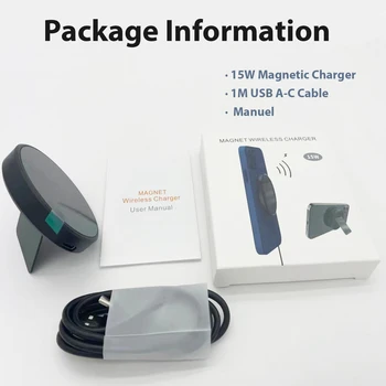 15W Magnetni Vgrajene v Oporo Brezžični Polnilniki za Iphone 12 Airpods Magnet Brezžično Polnjenje Ploščica s Kovinsko Kick Stojalo