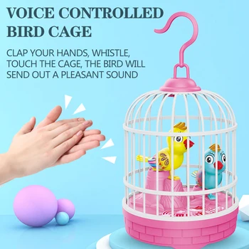 Induktivni Zvok Glasovni Nadzor Ptičje Kletke Smešno Igrača jjeza Igrača Živali Simulacije Birdcage Otroci Igrače Darilo Vrtni Okraski Lahka glasba