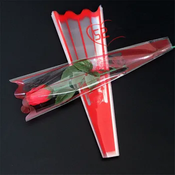 100 kozarcev mini Preglednost Vrečko Rose En Cvet Vrečko Šopek Ovojni Papir, Plastične Opp Vrečko Cvetlični Embalažo, Opremo