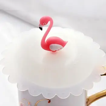 Ustvarjalne Flamingo Anti-Prah Za Večkratno Uporabo Silikonski Kave Vrč Stekleni Pokal Pokrov Pokrov Skp