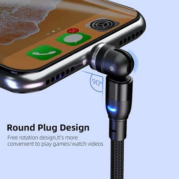 Magnetni USB Kabel Za iPhone Polnilec 540 Stopnja Vrtenje USB Tip C Kabel Za Xiaomi Samsung Magnet, ki je Zadolžen za Kabel Micro USB