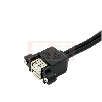 Dvojno USB 2.0, moški-ženski Kabel podaljšek 2-port USB Tip A moški-ženski Kabel Podaljšek z vijakom Panel Mount luknje 25 cm