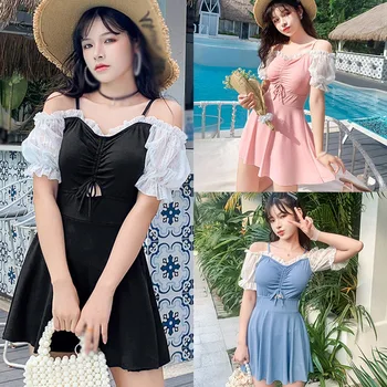 Moda Korejskem Slogu Cute Sweet Seksi Zbrali Slim Očesa Design Suspender Krilo Iz Enega Kosa Kopalke