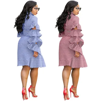 Afriška Oblačila za Ženske 2021 Pomlad Afriške Ženske Dolg Rokav Trak Tiskanje Plus Velikost Poletje Dolgo Rokavi Obleka S-3XL