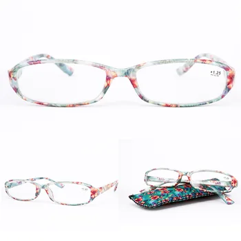 Elbru Prenosni Obravnavi Očala Spomladanski Tečaj Pravokotne Cvet Natisnjeni Presbyopic Očala Z Očali Žep +1.0 +3.5