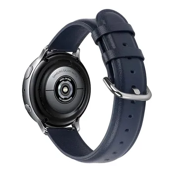 Pametno gledati band za Samsung Galaxy Watch Aktivna 2 20 mm/22 mm Usnjeni trak z okroglo rep pritisnite rob črno roza, rjava