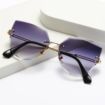 Les Rimless Kvadratnih sončna Očala Ženske, Moške blagovne Znamke Design Zrcalni Objektiv, sončna Očala Ženski Bamboo Buljiti UV400