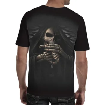 Evropa in Amerika 3D digitalni tisk hudega duha lobanje majica s kratkimi rokavi moški casual punk dihanje posadke vratu T-shirt kratek rokav