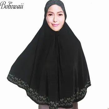 BOHOWAII Moda Molitev Hidžab Femme Musulman Abaya Dubaju, Turčija, Muslimani Jilbab Ramadana Okrasnih Hidjab Dolgo Turbans Šal