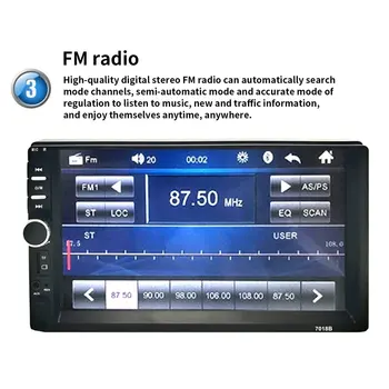 2 Din MP5 Predvajalnik 7 Palčni LCD-Zaslon na Dotik Auto FM Radio, Predvajalnik Videa, Glasbe, Zvočnih Z USB Podporo Kamera Zadaj