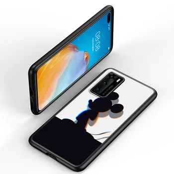 Mickey Mouse Silikonski Pokrovček Za Huawei P40 P30 P20 Pro P10 P9 P8 Lite E Plus 2017 2019 5G Black Primeru Telefon