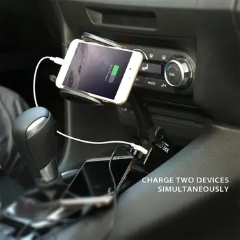 Univerzalni 2 v 1 Auto Polnilnik Avto, Mobilni Telefon, Držalo, Stojalo Nosilec z Dvojno USB