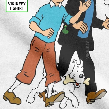 Tintin In Kapetan Vahnja T Shirt za Moške Bombaž Slim Fit T-Majice Posadke Vratu Adventures of Tintin Tee Kratek Rokav Obleka