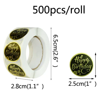 500pcs/roll Happy Birthday Okrogle Nalepke Lepo Torto Papirja Vzorec Nalepke Rojstni DIY Darilo Pakiranje Pečat Oznaka Dekoracijo