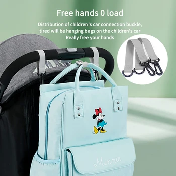 Disney Mickey Mouse Baby Plenic Vrečko Z Veliko Kapaciteto Za Skladiščenje Vrečko Potovanje Baby Voziček Vrečko Večfunkcijsko Novo Plenic Vrečko Brezplačno Kljuke