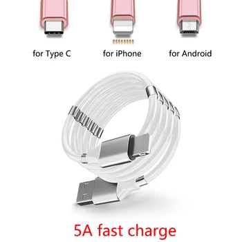 5A 1m Micro USB Tip C Kabel LED Android Mobilni Telefon Polnilnik Hitro Polnjenje Microusb Podatki Kabel Za Polnjenje Xiaomi Huawei Samsung