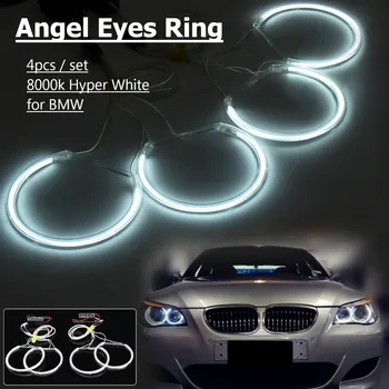 4PCS CCFL Angel Eyes Halo Obroči Žarnice Kit 8000K Hiper Bela Za BMW E36 3 7 E38 E39 5 3 E46 1998 1999 2000-2005