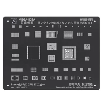 Visoka Kakovost MEGA IDEJA Čipu IC, BGA Reballing Šablona Komplet Za iphone 11 max pro xs xsmax x 8 7 6s 6 plus CPU Power U2 BGA matrica